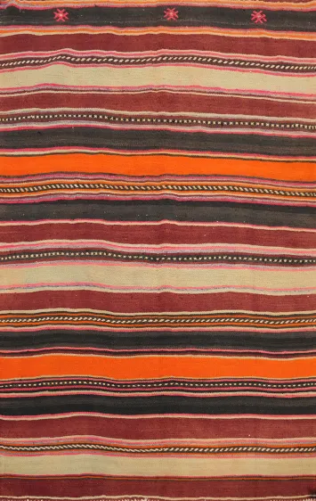 Geometric Striped Kilim Vegetable Dye Rug 5x7