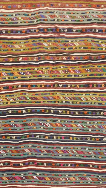 Striped Bohemian Kilim Area Rug 5x8 for a Colorful Living Space