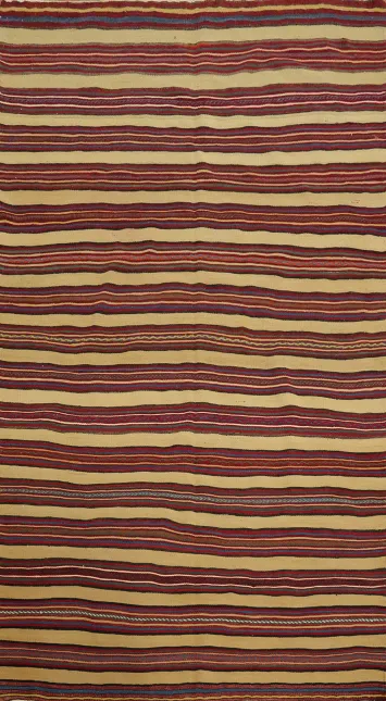 Striped Wool Kilim Vegetable Dye Area Rug 5x8