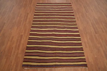 Striped Wool Kilim Vegetable Dye Area Rug 5x8