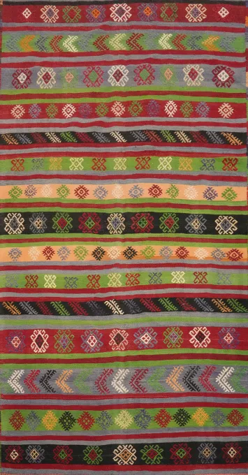 Geometric Kilim Vegetable Dye Area Rug 6x10