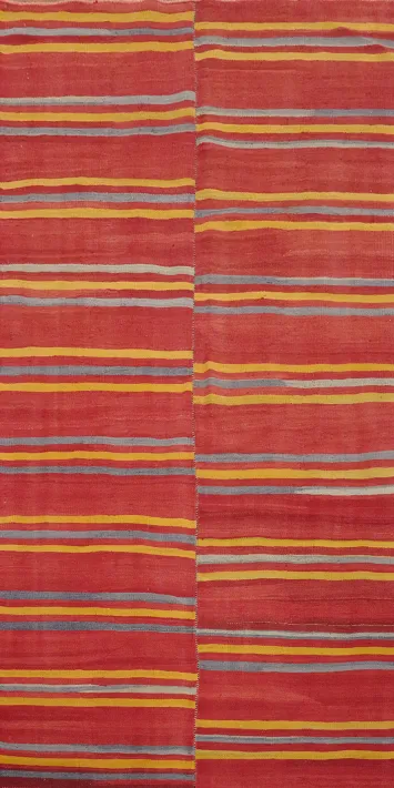 Vibrant Sunset Striped Bohemian Kilim Area Rug 5x10