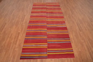 Vibrant Sunset Striped Bohemian Kilim Area Rug 5x10