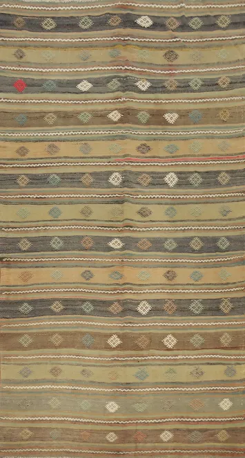 Vegetable Dye Kilim Turkish Area Rug 5x10