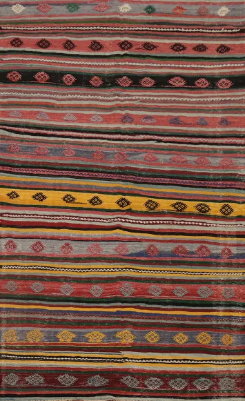 Vegetable Dye Kilim Turkish Area Rug 5x11