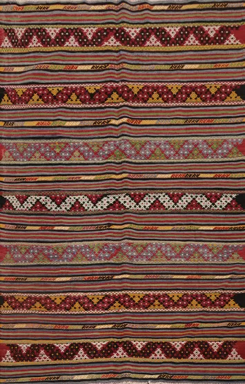 Handwoven Kilim Rug 5x7 with Geometric Patterns in Earthy Tones