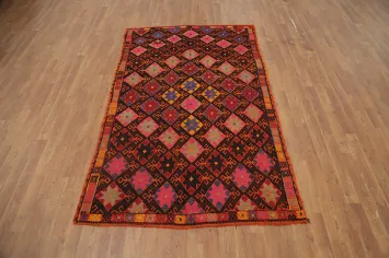 Diamond Kilim Rug 4x7 in Rich Earthy Tones for Living Spaces