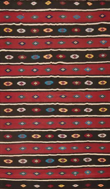 Finely Woven Tribal-Inspired Kilim Area Rug 6x10 with Colorful Accents