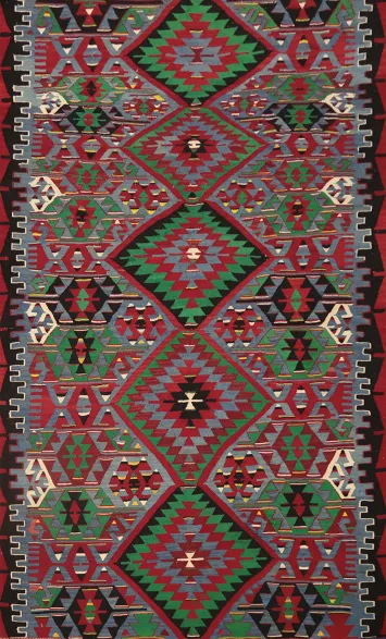 Colorful Diamond Motif Kilim Kilim Area Rug 6x9