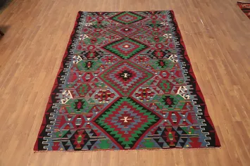 Colorful Diamond Motif Kilim Kilim Area Rug 6x9