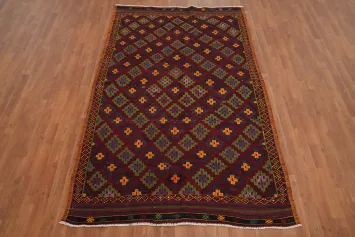 Vegetable Dye Red Kilim Turkish Area Rug 5x8