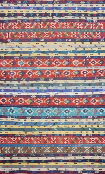 Vibrant Striped Geometric Kilim Area Rug 6x9 with Bold Colors