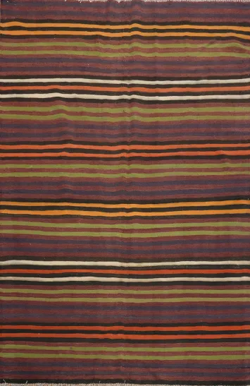 Vegetable Dye Striped Kilim Turkish Rug 5x7
