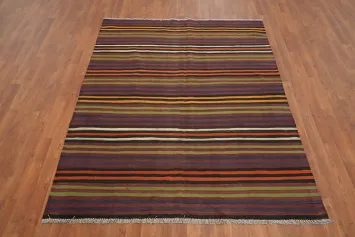 Vegetable Dye Striped Kilim Turkish Rug 5x7