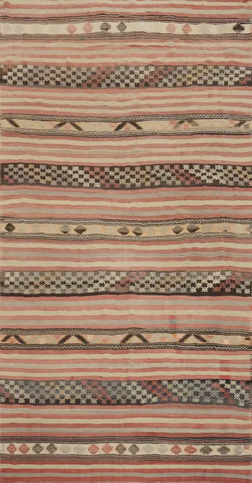 Striped Kilim Vegetable Dye Area Rug 5x10