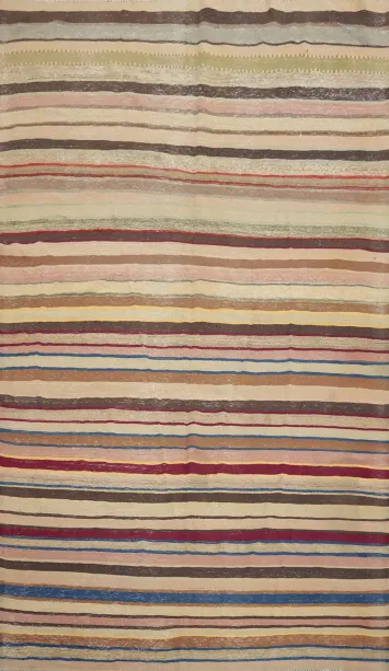 Vegetable Dye Striped Kilim Turkish Area Rug 6x9