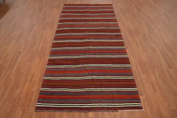 Striped Vegetable Dye Kilim Turkish Area Rug 5x11