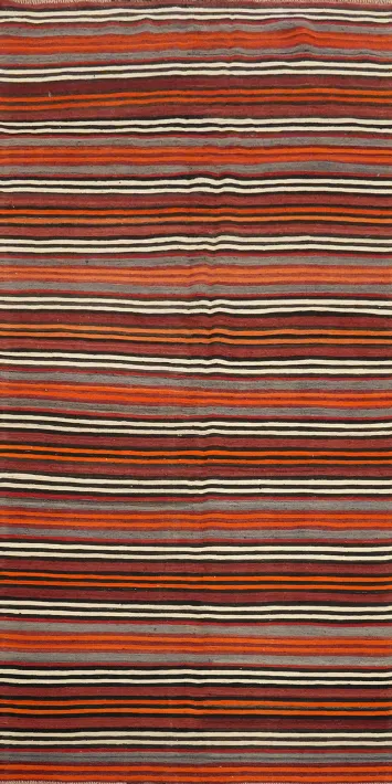 Bold and Warm Striped Kilim Area Rug 5x11 Perfect for Any Room