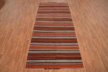 Bold and Warm Striped Kilim Area Rug 5x11 Perfect for Any Room