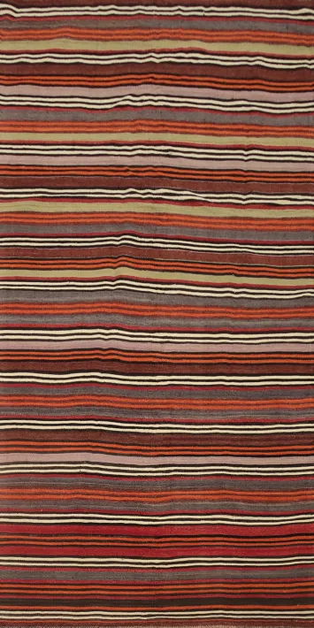 Warm Earth Tone Stripes Woven Kilim Area Rug 5x10 Perfect for Any Room