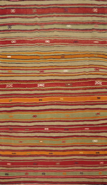 Vibrant Multicolor Striped Kilim Area Rug 5x8