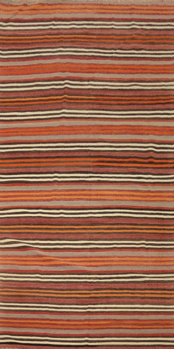 Warm Tones Striped Kilim Area Rug 5x11 for Stylish Home Decor