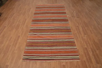Warm Tones Striped Kilim Area Rug 5x11 for Stylish Home Decor