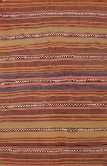 Colorful Striped Kilim Rug 5x6 with Intricate Detailing