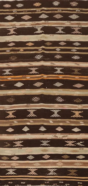 Vegetable Dye Kilim Turkish Runner Rug 3x8