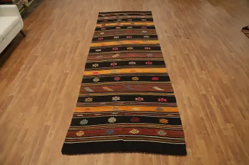 Vegetable Dye Kilim Turkish Runner Rug 4x12