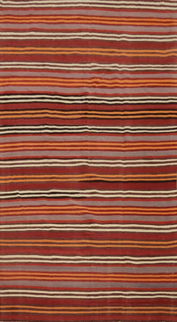 Striped Wool Kilim Vegetable Dye Area Rug 5x9