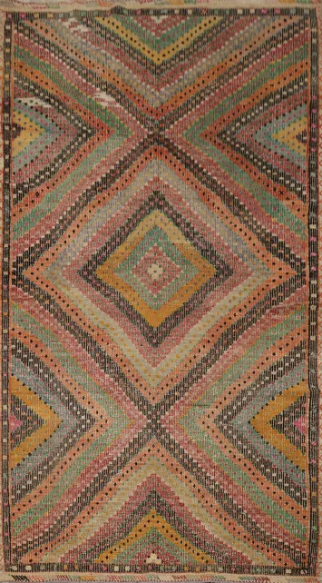 Vegetable Dye Kilim Turkish Area Rug 6x9