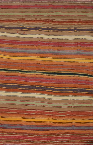Striped Symphony: Elegant Kilim Area Rug 6x8 for Living Spaces