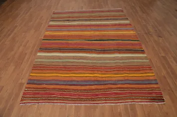 Striped Symphony: Elegant Kilim Area Rug 6x8 for Living Spaces
