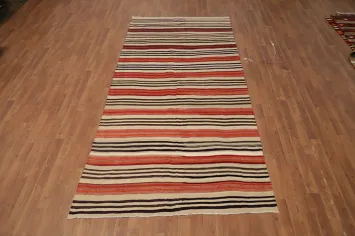 Warm and Cozy Striped Kilim Area Rug 5x10 in Earthy Warm Hues