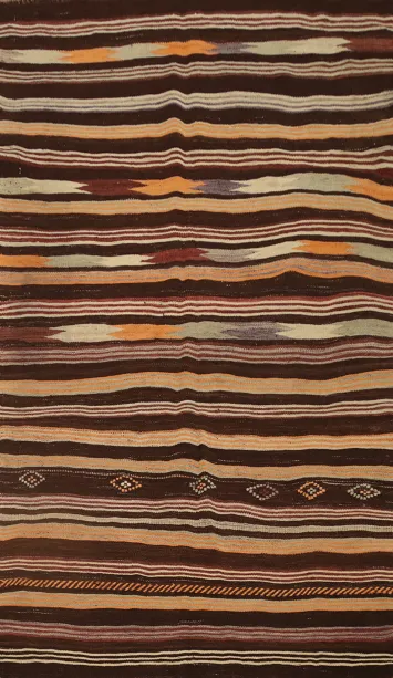 Earthy Tones Handcrafted Kilim Area Rug 5x8 with Geometric Patterns