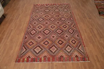 Elegant Diamond Pattern Kilim Area Rug 6x10 for Living Spaces