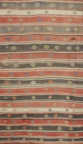Bohemian Charm: Multi-Colored Striped Kilim Area Rug 6x9