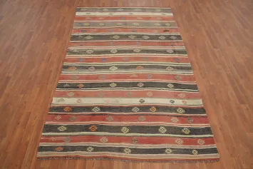 Bohemian Charm: Multi-Colored Striped Kilim Area Rug 6x9