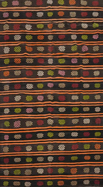 Handcrafted Artisan Kilim Area Rug 6x11 with Vibrant Colors