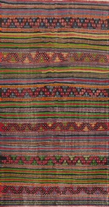 Vegetable Dye Kilim Turkish Area Rug 5x11