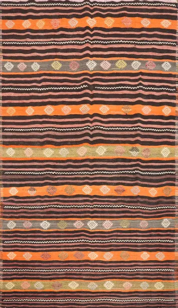 Vegetable Dye Wool Striped Kilim Area Rug 6x9