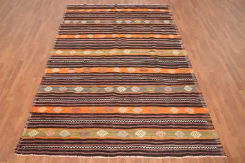 Vegetable Dye Wool Striped Kilim Area Rug 6x9