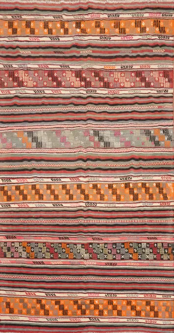 Vegetable Dye Striped Kilim Turkish Area Rug 5x9