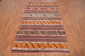 Vegetable Dye Striped Kilim Turkish Area Rug 5x9