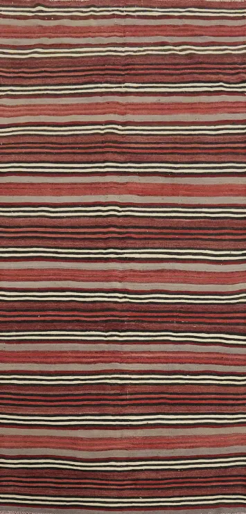 Vegetable Dye Kilim Striped Wool Area Rug 5x10