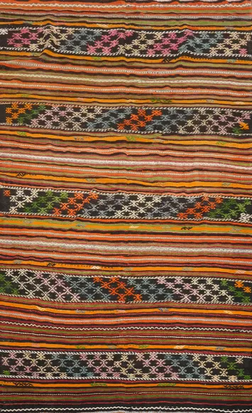Vegetable Dye Kilim Geometric Wool Area Rug 6x9