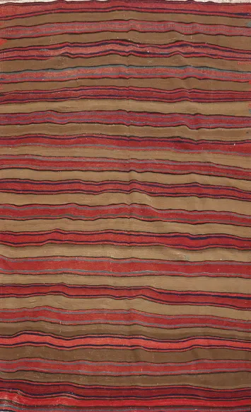 Vegetable Dye Kilim Striped Wool Area Rug 5x8