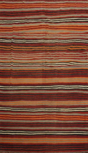 Vegetable Dye Kilim Striped Wool Area Rug 5x9