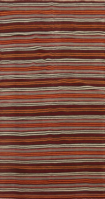 Vegetable Dye Kilim Striped Wool Area Rug 5x11